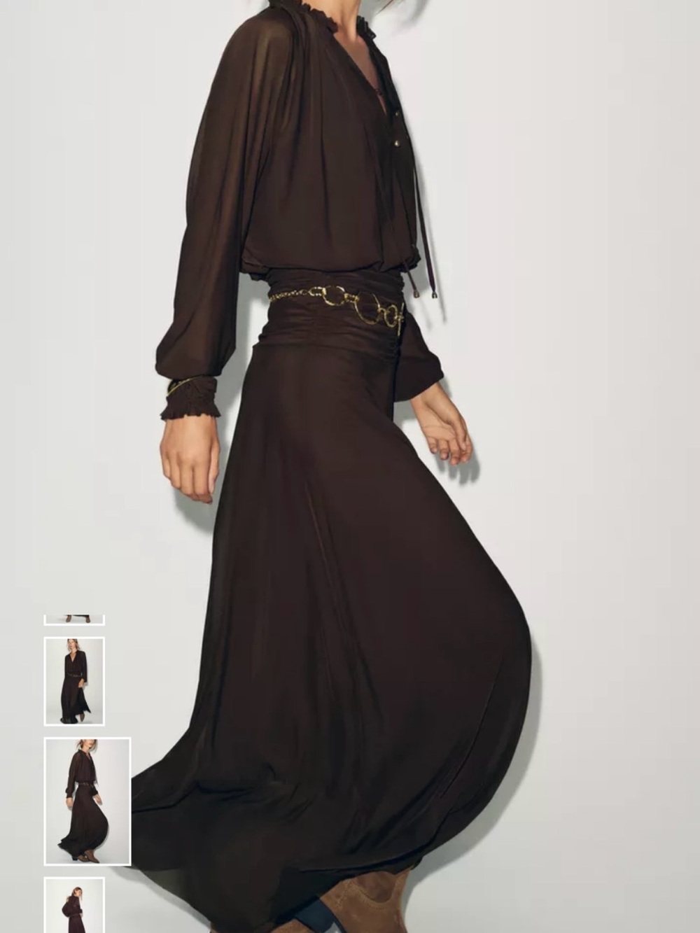 Zara Chocolate Brown Flowing Maxi Skirt